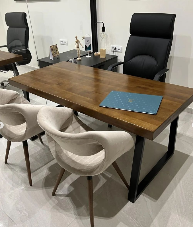 A modern desk in a office setting