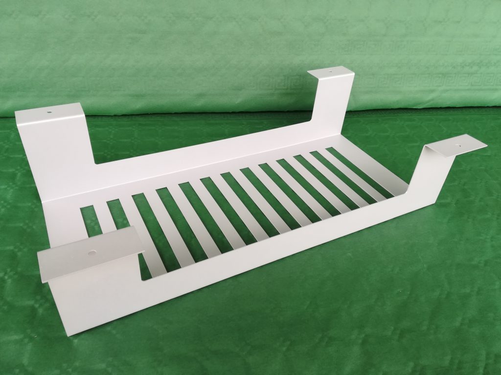 A white cable management tray